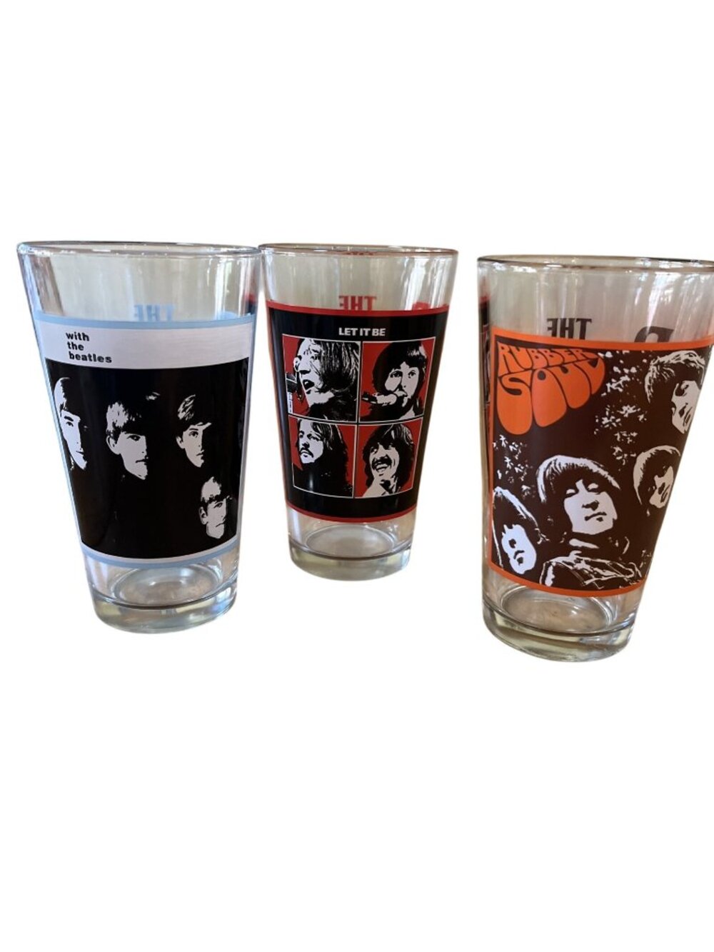 Beatles Set of 3 Pint Sz.Drinking Glasses,Mfg.2009,Apple Corps Ltd.Beatles Prod